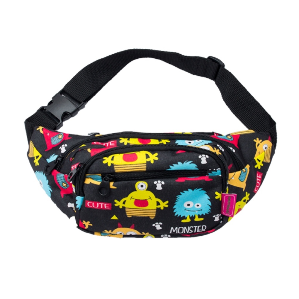 Monster Print Fanny Pack Waist Pack Purse Black